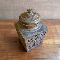 19th Century Hand Carved Wooden Tea Caddy Centre
