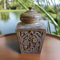 19th Century Hand Carved Wooden Tea Caddy Main