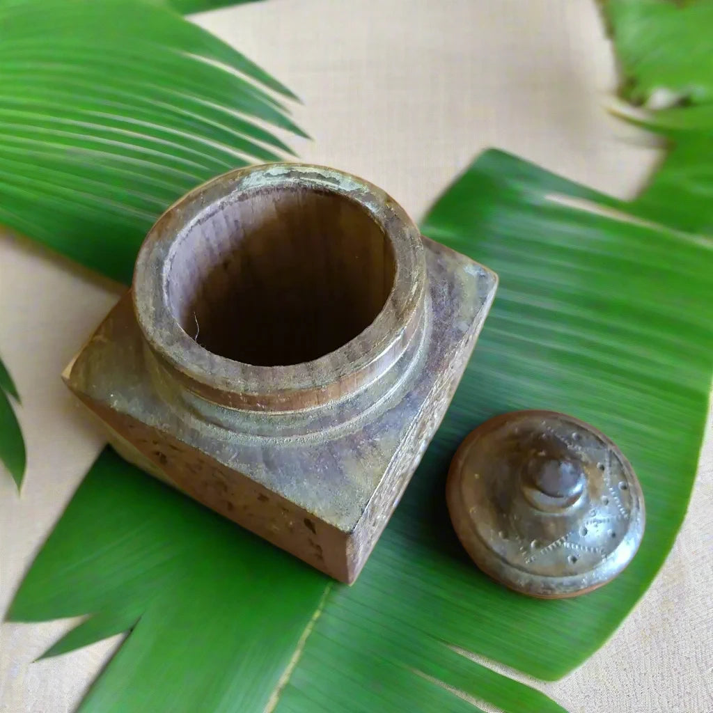 19th Century Hand Carved Wooden Tea Caddy Top