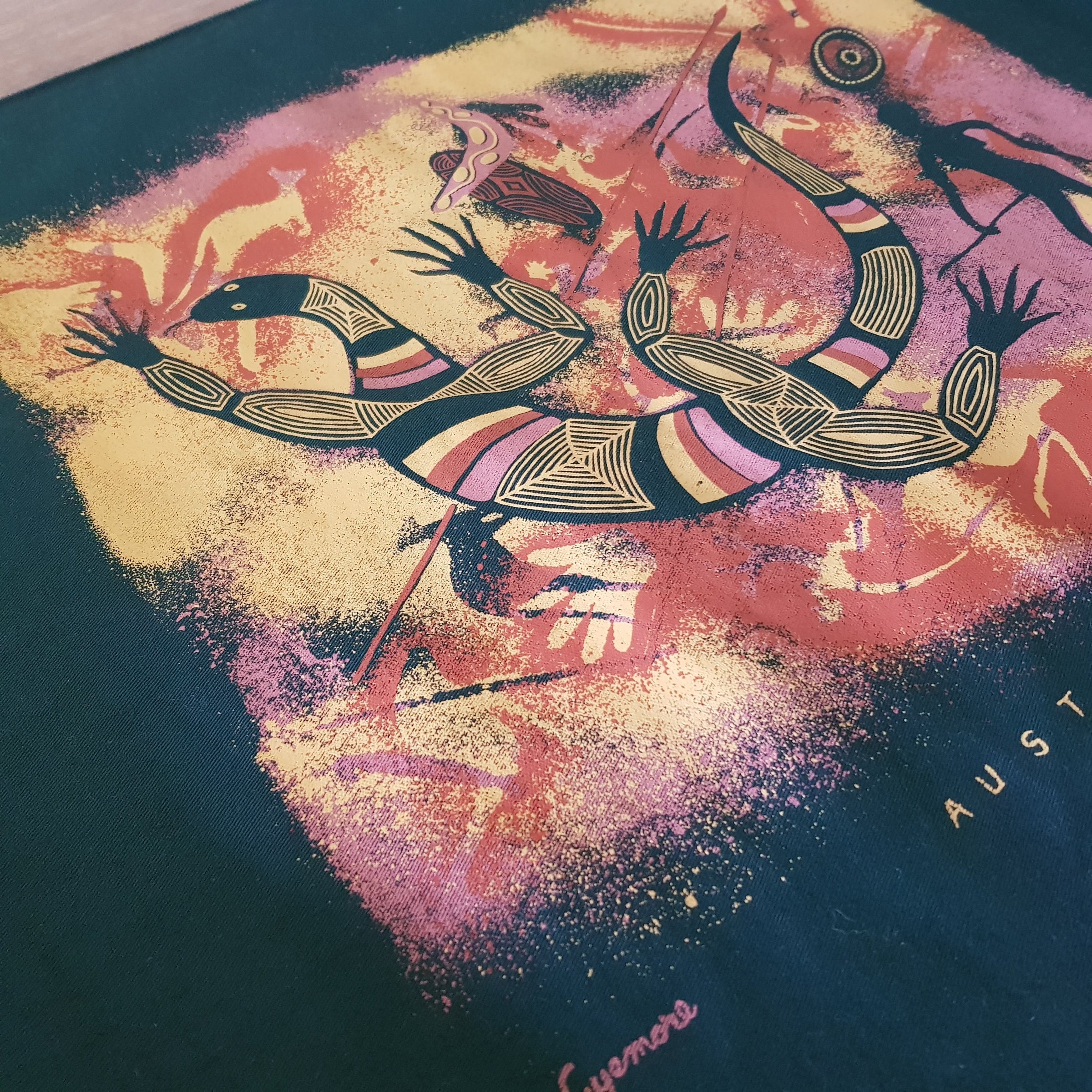 Rare Indigenous Goanna Chaset  Print Australia Diagonal