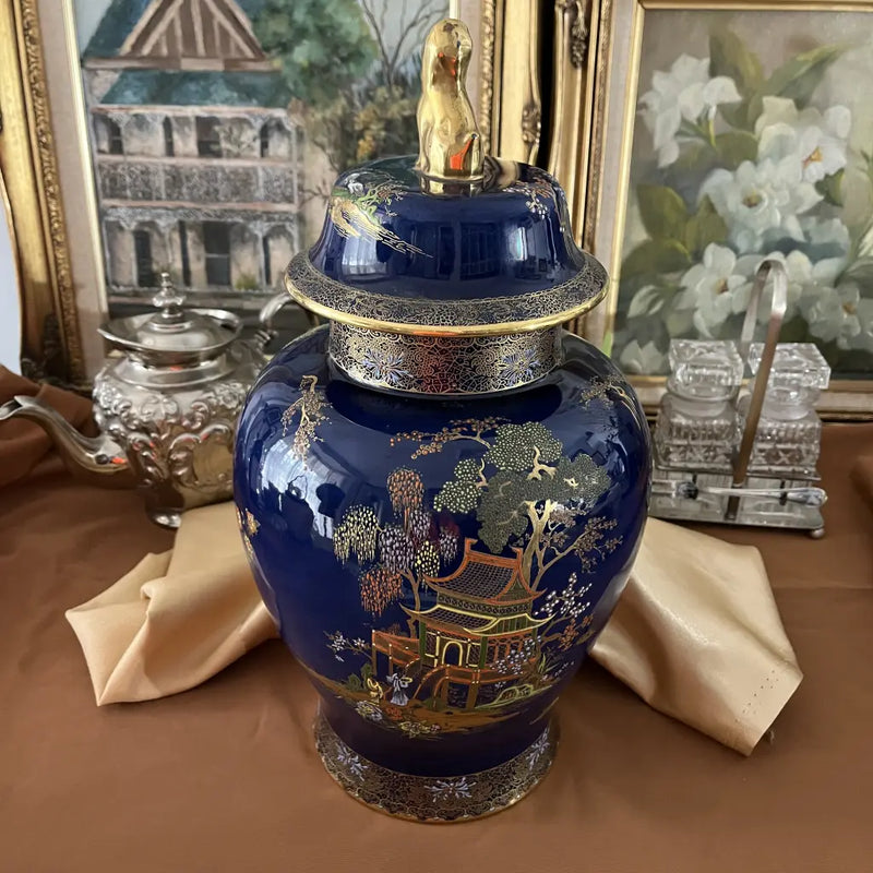 Antique Carlton Ware Vase England Chinoiserie c.1920 Centre