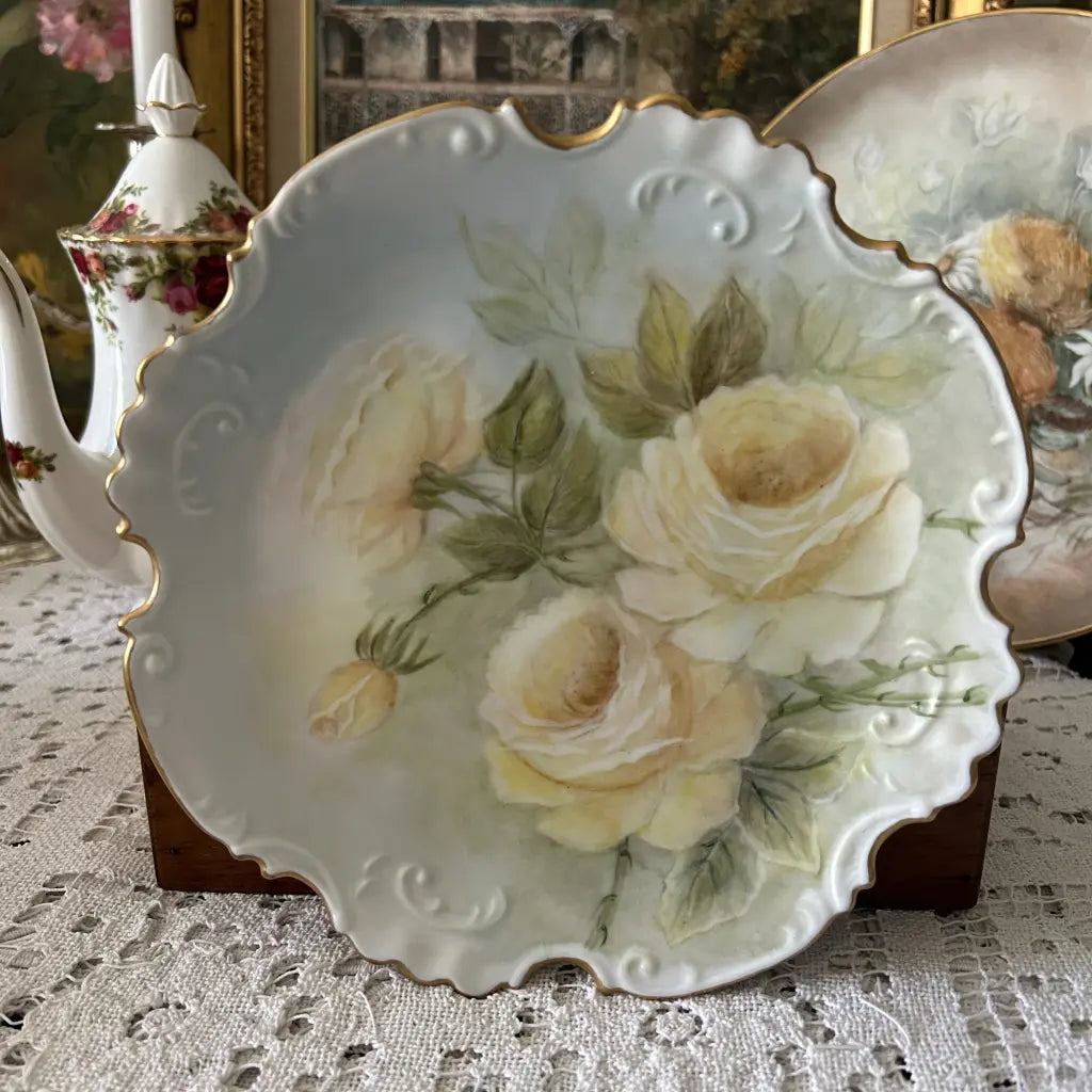 Hand Painted Floral Plate 1992 Main
