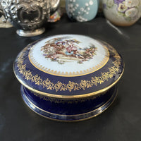 Limoges Trinket Dish Vintage Blue and Gold Main