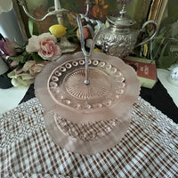 Mid-Century-Pink-Pressed-Glass-Tiered-Stand Close