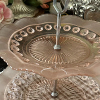 Mid-Century-Pink-Pressed-Glass-Tiered-Stand Right