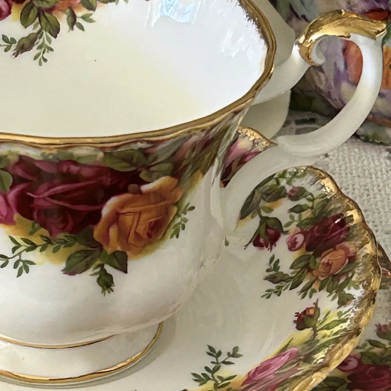 Vintage Royal Albert Old Country Roses Tea Cup Trio RIght