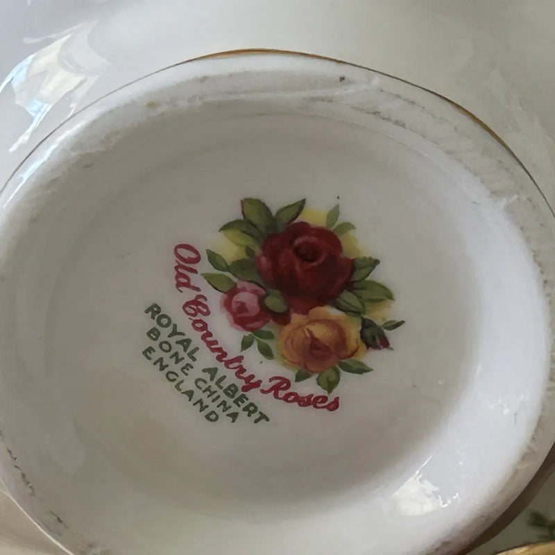 Vintage Royal Albert Old Country Roses Tea Cup Trio Marking