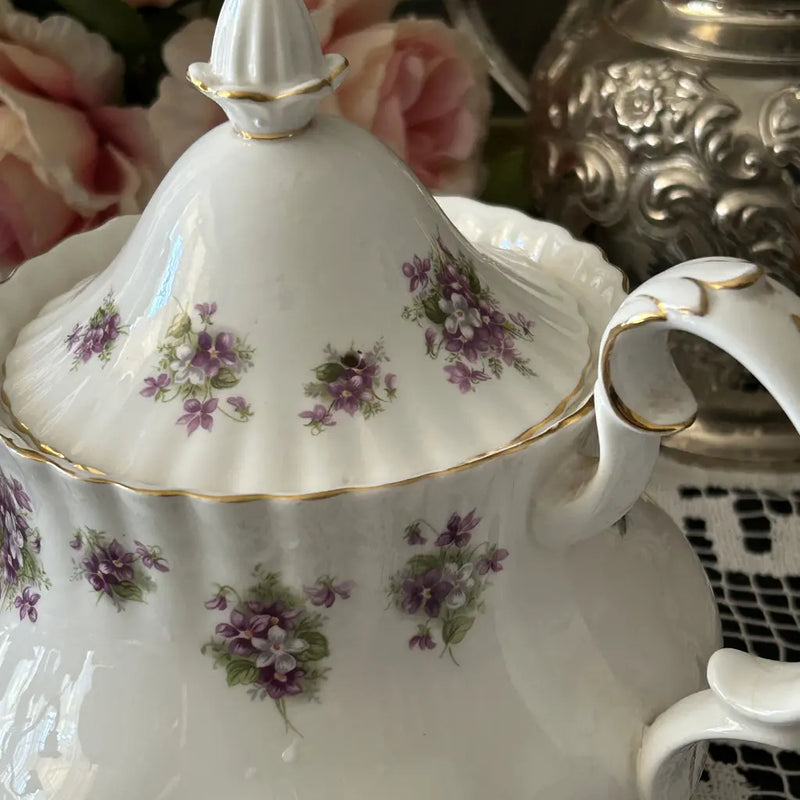 Royal Albert Teapot Vintage Sweet Violets Close