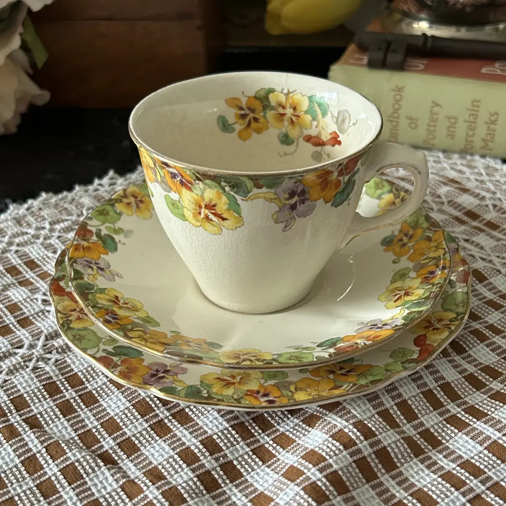 Royal Doulton Nasturtium D6245 Tea Cup Trio 1930s