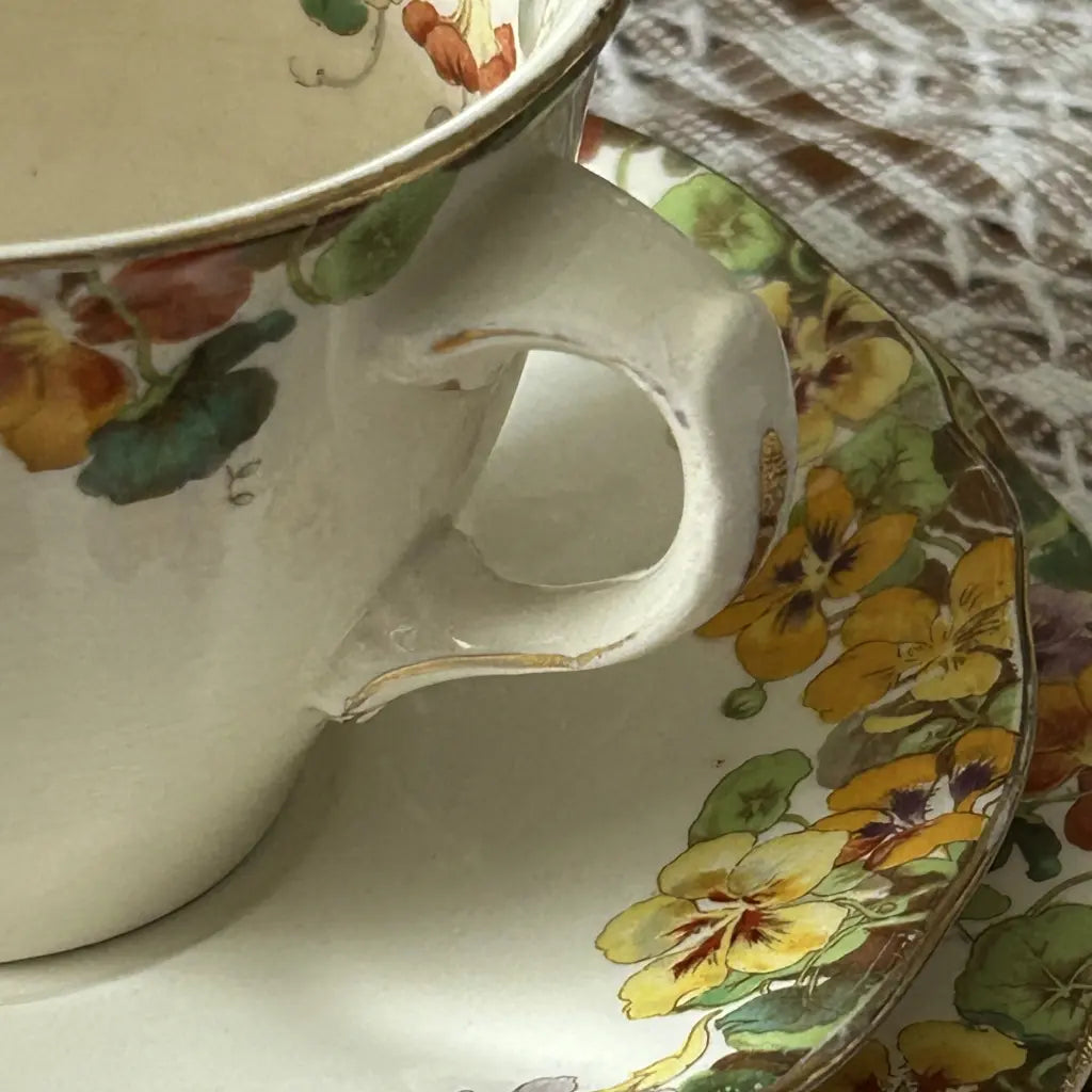 Royal Doulton Nasturtium D6245 Tea Cup Trio 1930s