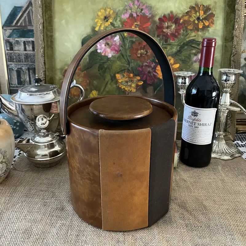 Vintage Leather Bound Elmar Ice Bucket Main
