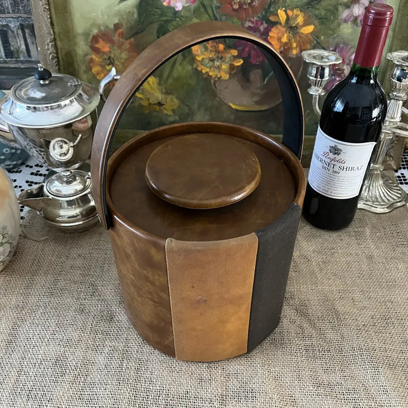 Vintage Leather Bound Elmar Ice Bucket Top