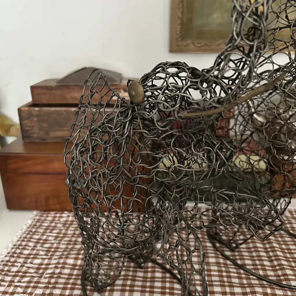 Vintage-Mid-Century-Wire-Elephant-Sculpture--Handmade-Metal-Art-IMG-9662 Detail
