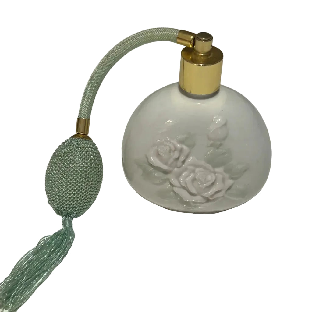 Vintage-White-Ceramic-Perfume-Atomiser-with-Embossed-Roses-IMG-9683 Main