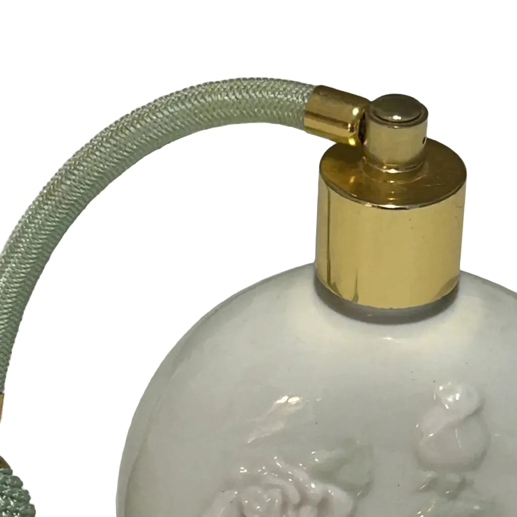 Vintage-White-Ceramic-Perfume-Atomiser-with-Embossed-Roses-IMG-9683 Close