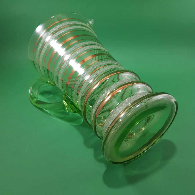 Green Glass Water Pitcher Retro 70's Side