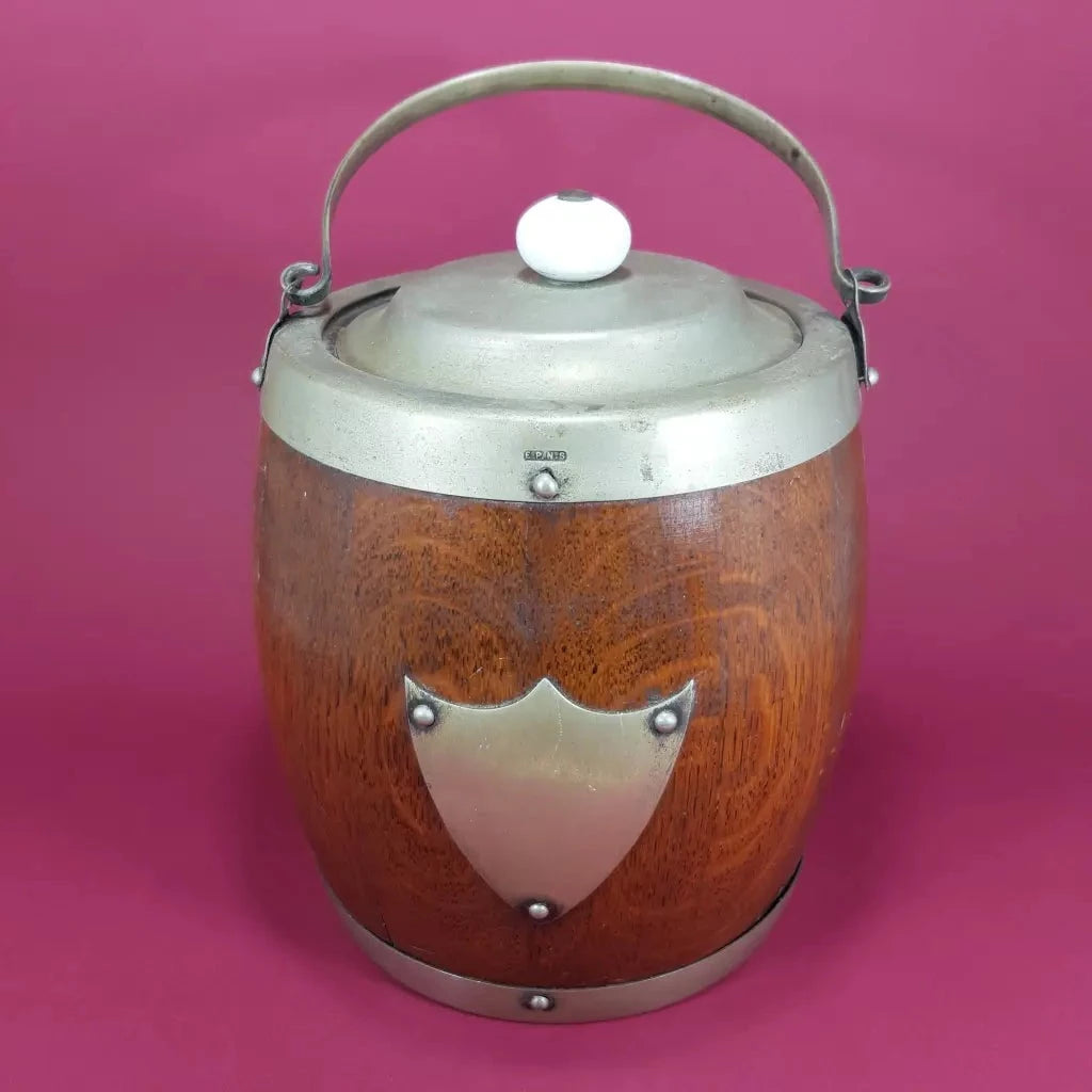 Antique Silver and English Oak Ice Bucket c.1900