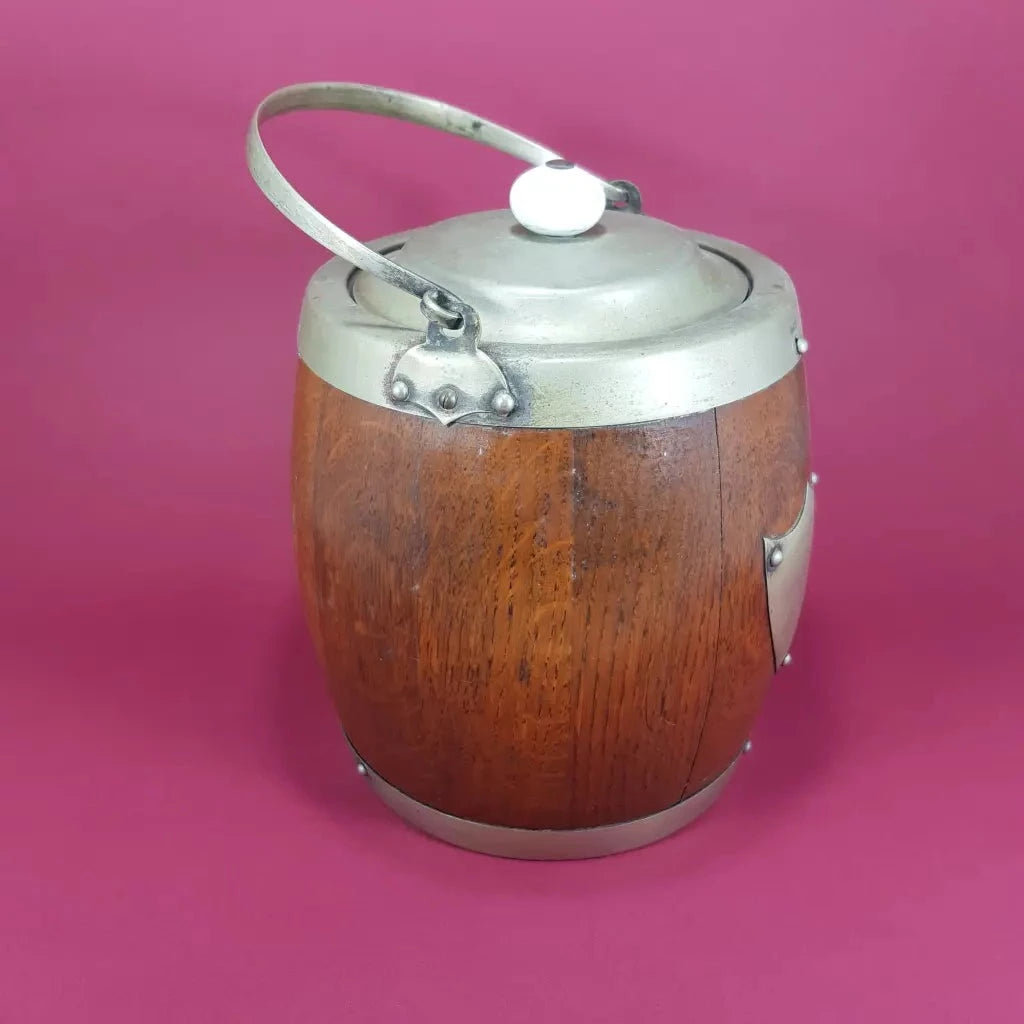 Antique Silver and English Oak Ice Bucket c.1900 Side