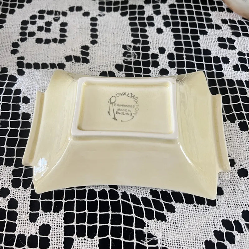 Art Deco Royal Winton Grimwades Pastel Yellow  Dish Back