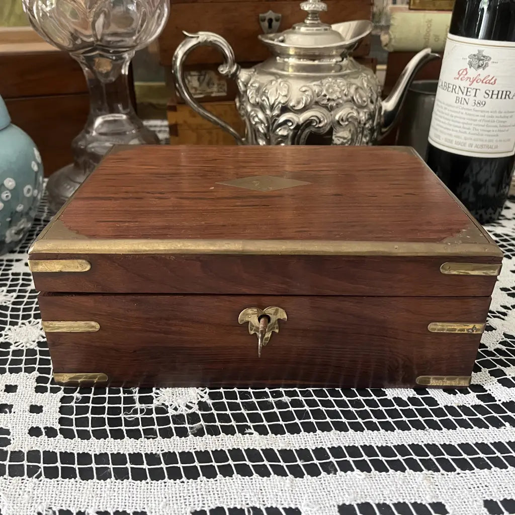 Australian 19th Centuray Cedar Brass Inlaid Box Front