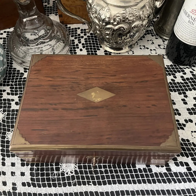 Australian 19th Centuray Cedar Brass Inlaid Box Top