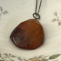 Baltic Amber Sterling Silver Free Form Necklace Close