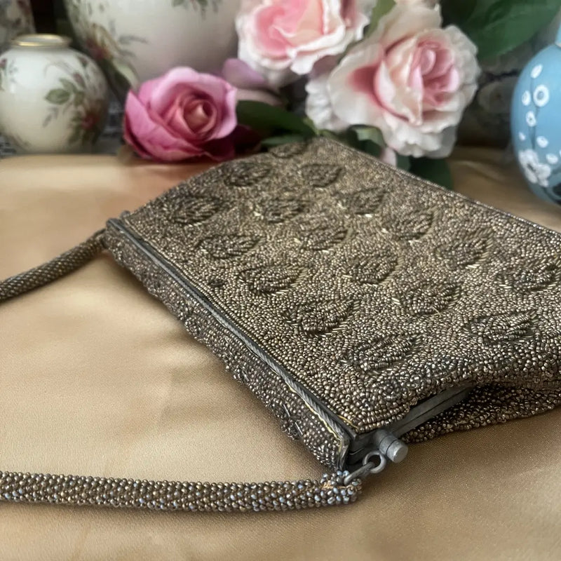 Beaded Gold Handbag or Evening Bag 1950's Side