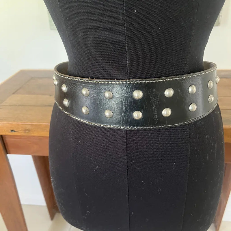 Black Studded Leather Belt 1950's Main