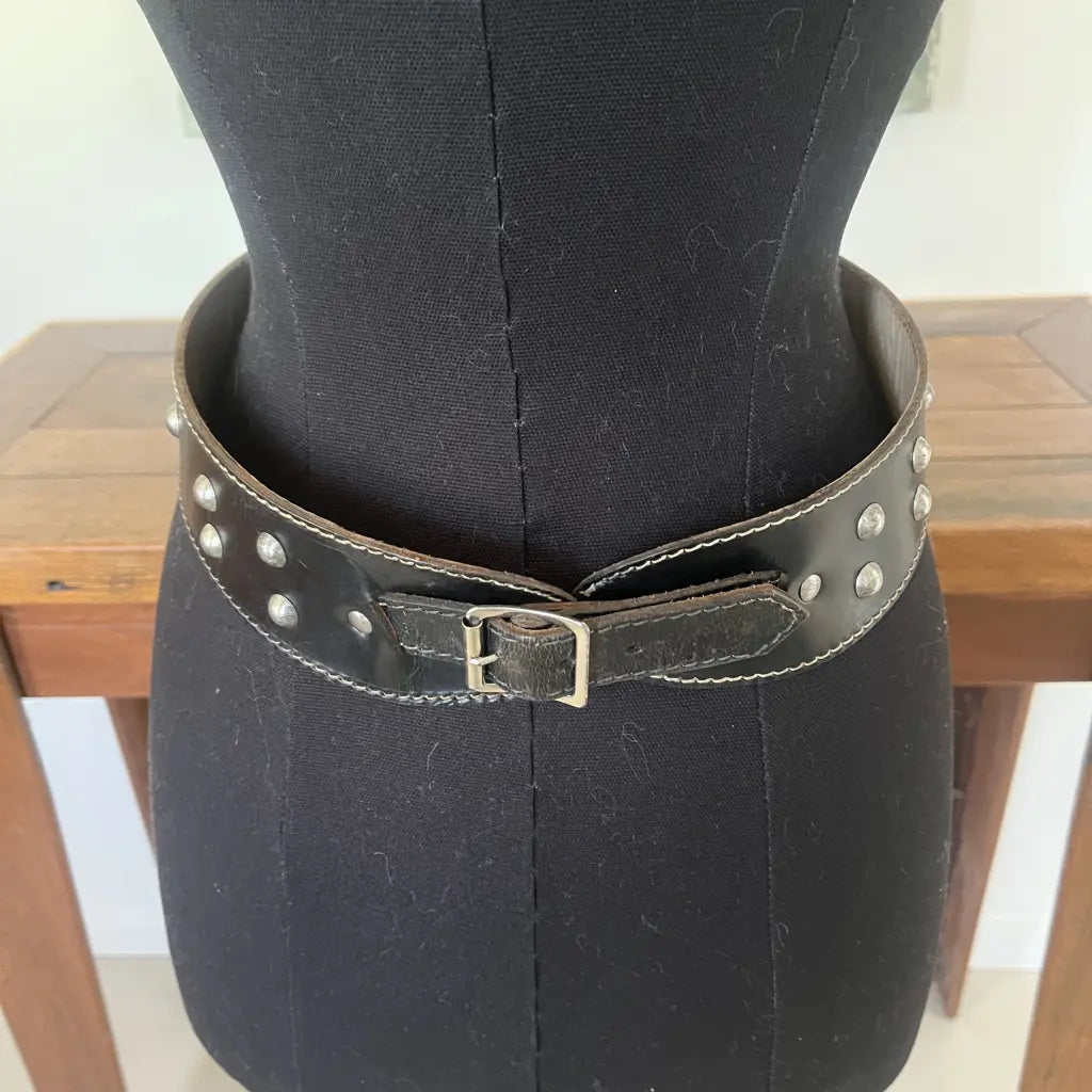 Black Studded Leather Belt 1950's Back