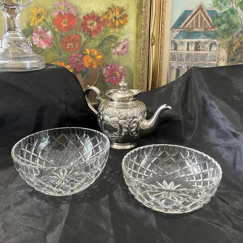 Crystal Cut Glass Bowl Duo Centre