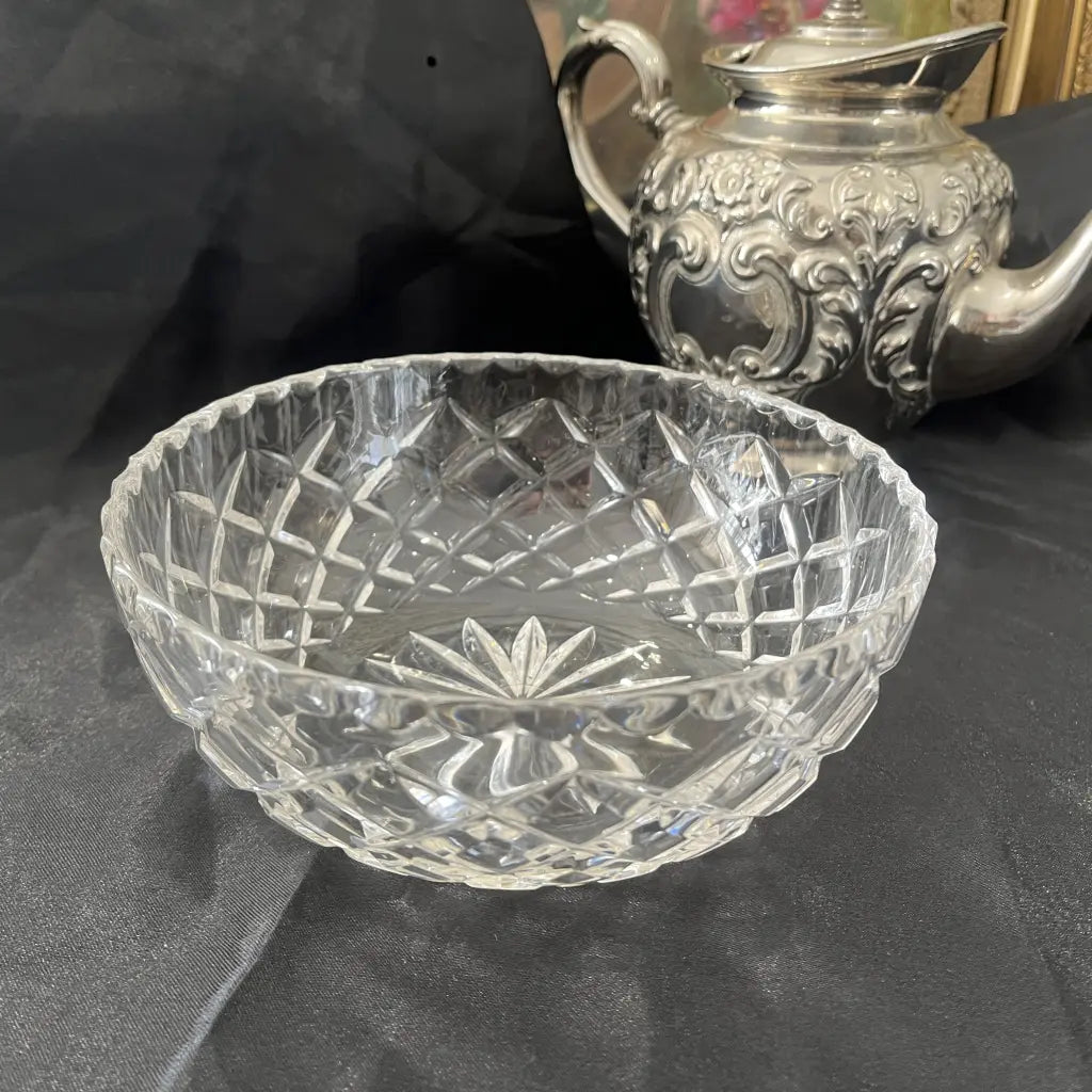 Crystal Cut Glass Bowl Duo One Bowl