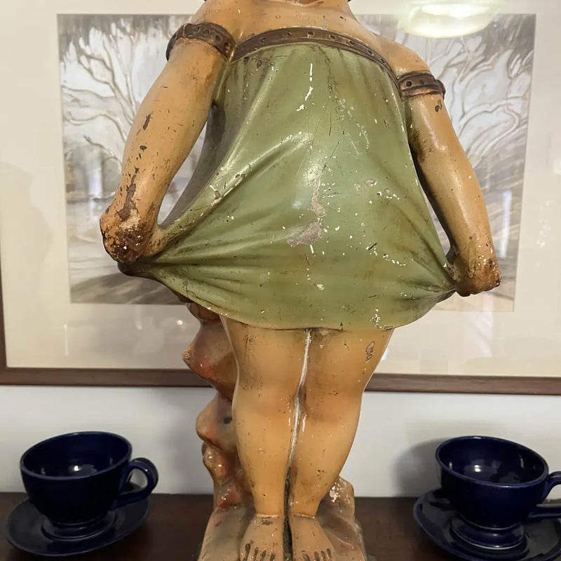 French Antique Plaster Shy Girl c.1900 Dress