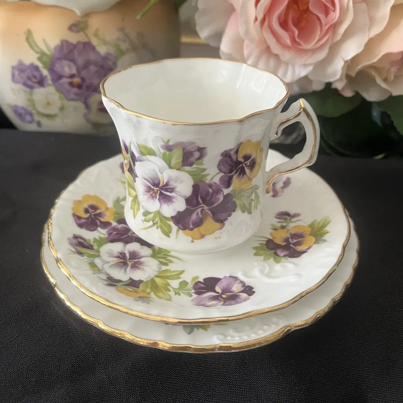 Hammersley England Violets Tea Cup Trio Top