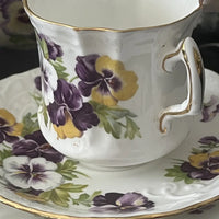 Hammersley England Violets Tea Cup Trio Handle