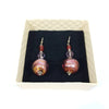 Hand Painted Pink Murano Glass Drop Earrings Boxed