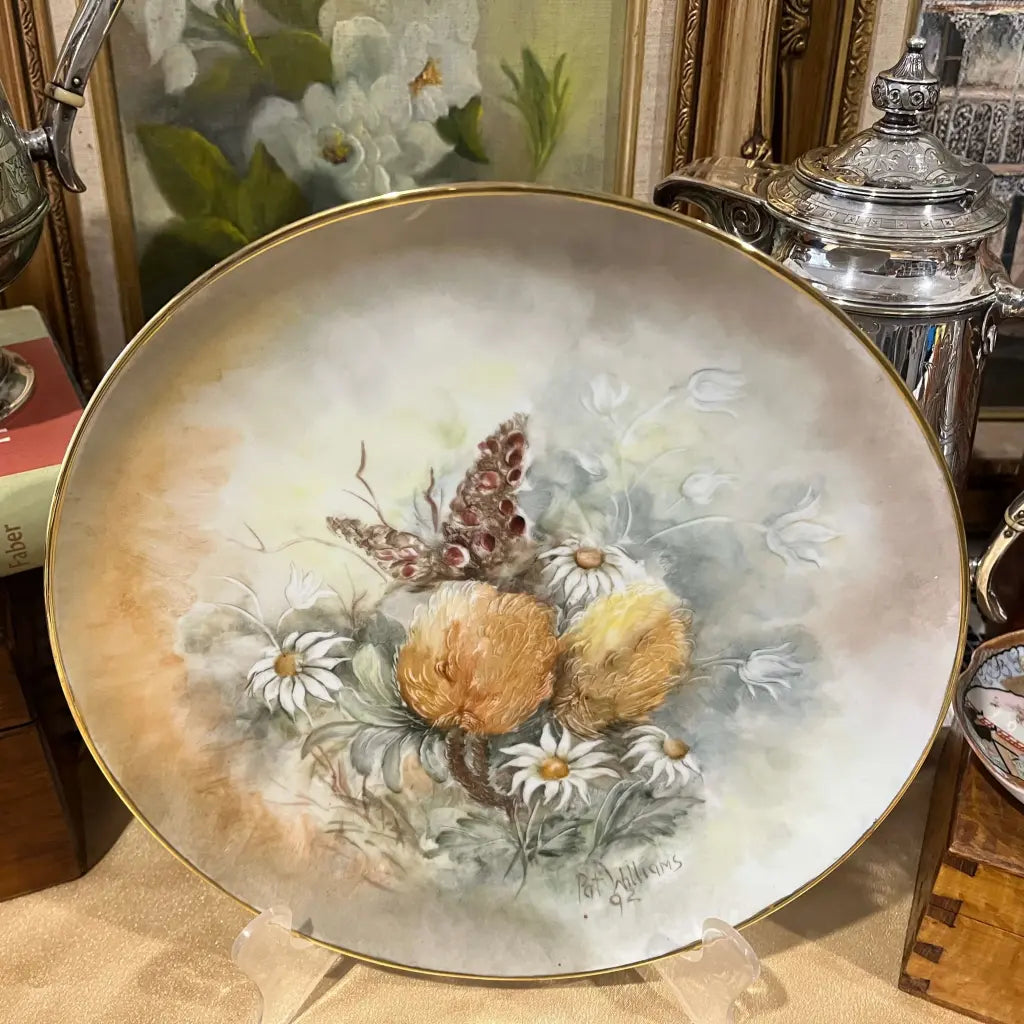 Vintage Hand Painted Decorative Plate by Pat Williams Front