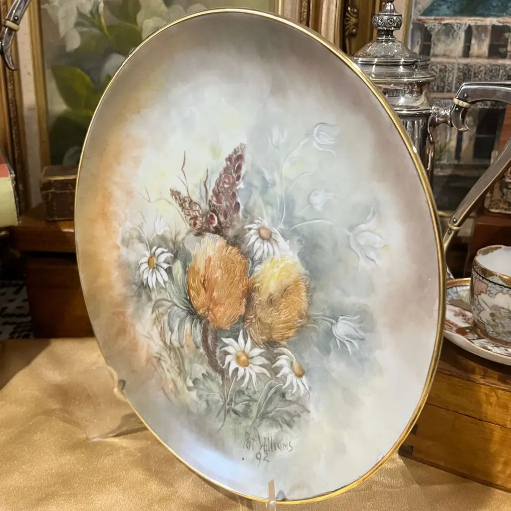 Vintage Hand Painted Decorative Plate by Pat Williams Side