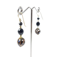 Hand Painted Murano Glass Drop Earrings Left