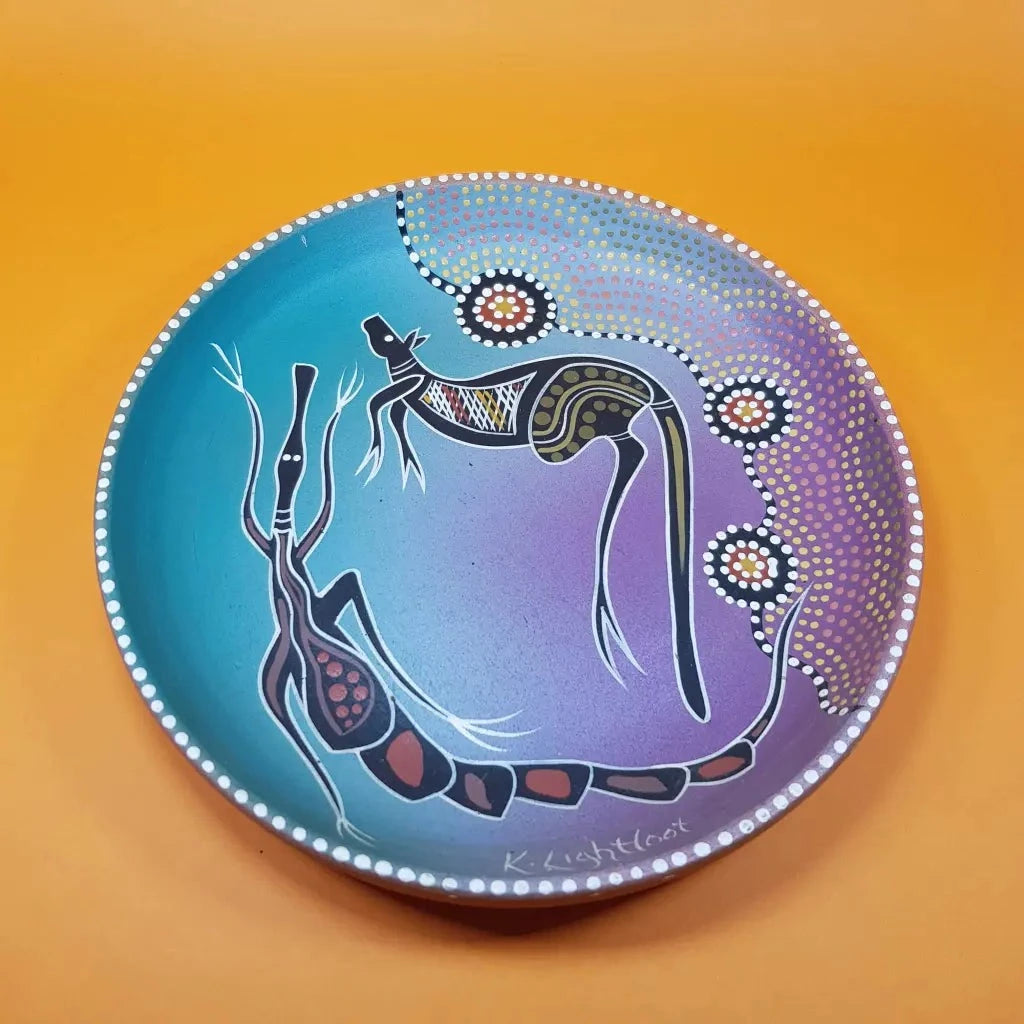 Indigenous Hand Painted Terracotta Vase and Plate Set Plate