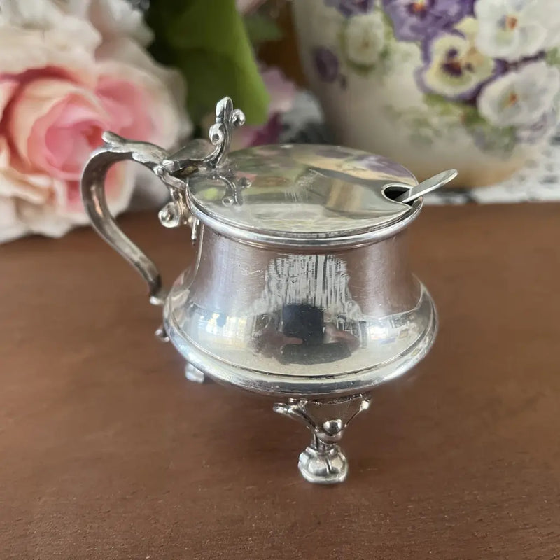 James Dixon & Sons Britannia Silver Mustard Pot Side