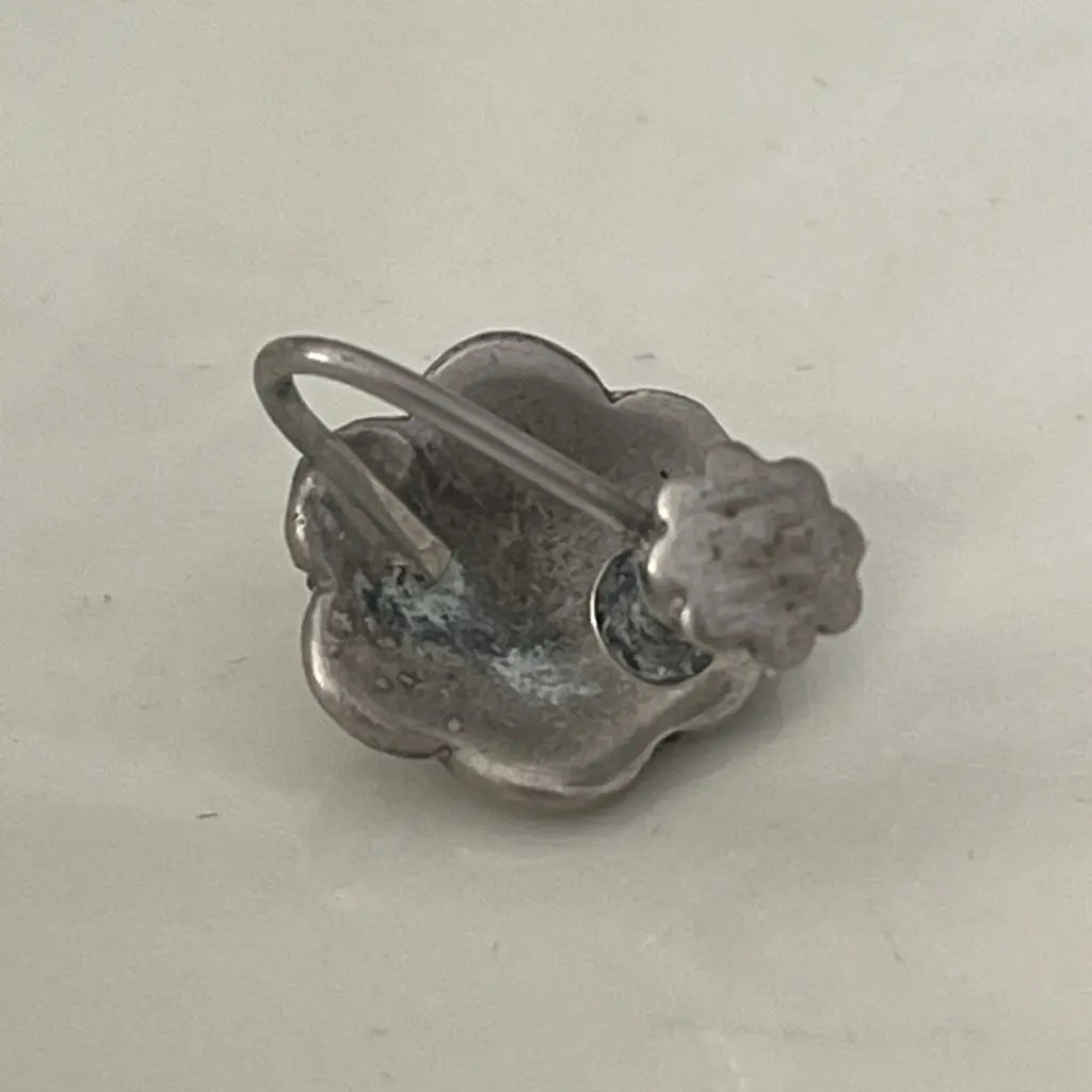 Marcasite Art Nouveau Sterling Silver floral Earrings and Brooch Back