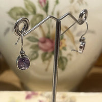 Purple Stone Sterling teardrop Earrings Side