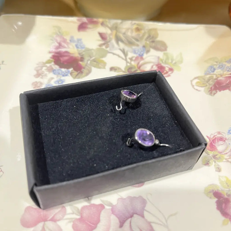 Purple Stone Sterling teardrop Earrings Box