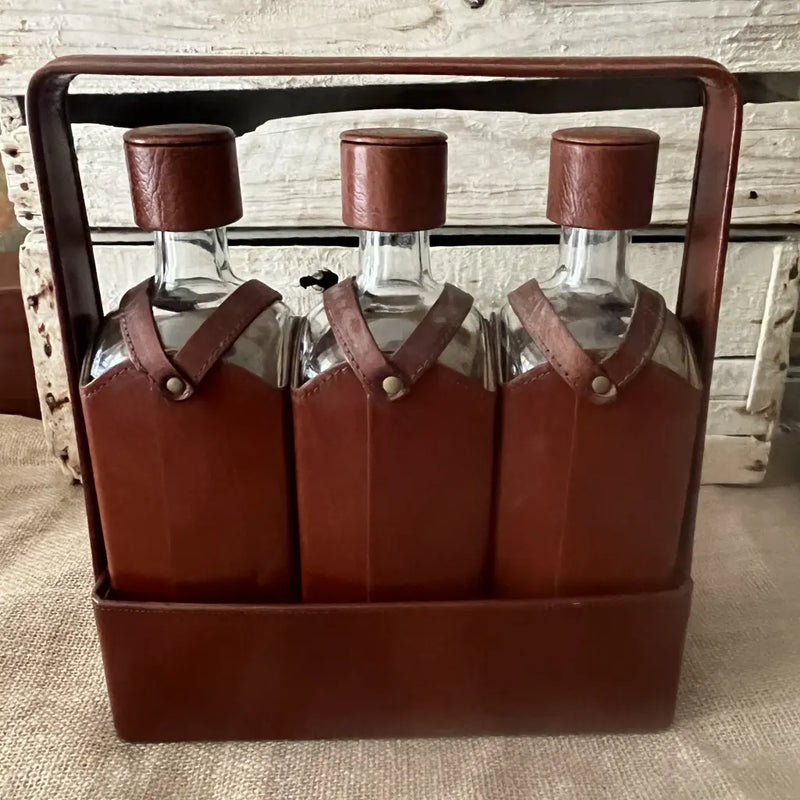 Retro Leather Liquor Spirts Caddie c.1970 Back