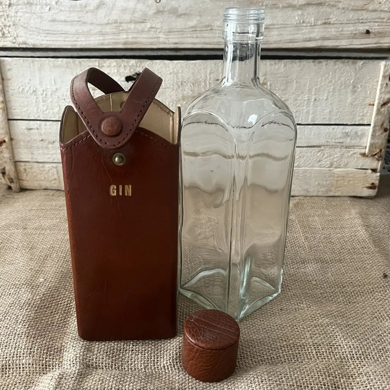 Retro Leather Liquor Spirts Caddie c.1970 Bottle