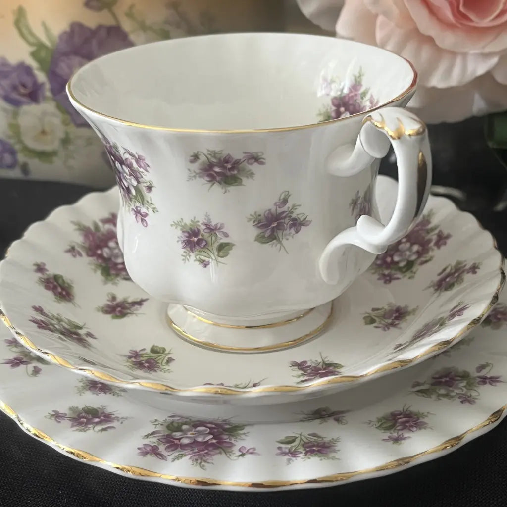 Royal Albert Sweet Violets Tea Cup Trio Handle