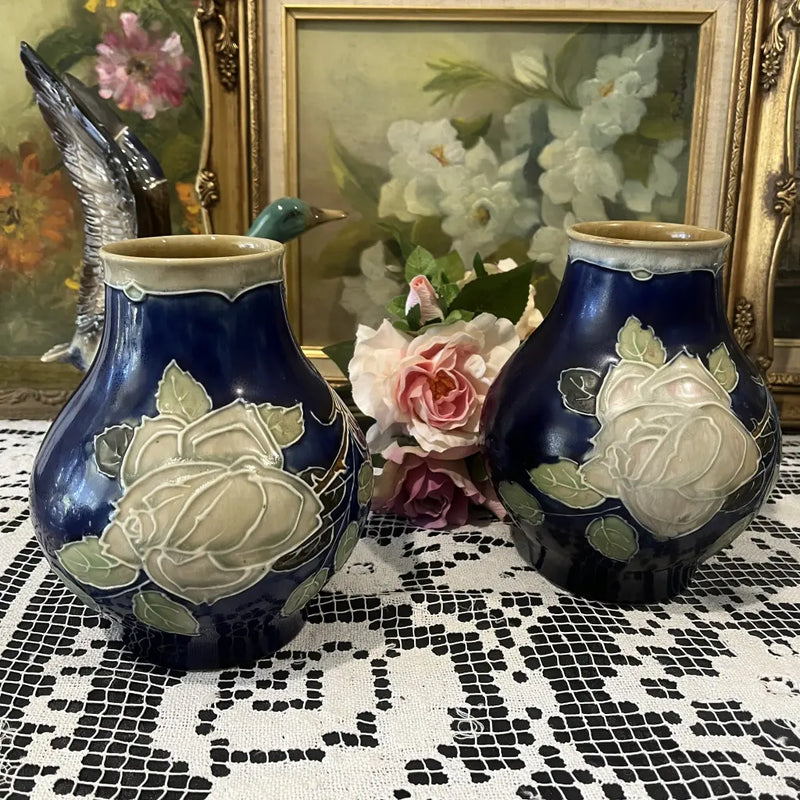 Royal Doulton Stoneware Art Nouveau Vases c.1900 Main