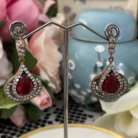 Sterling and Brass Drop Earrings set with red paste Main