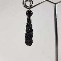 Victorian Carved Jet Drop Earrings c 1860 Close