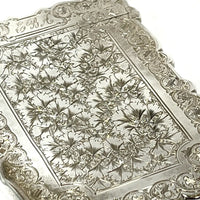 Victorian Sterling Silver Cigarette Case c.1875 by Richard Neale Birmingham Detail